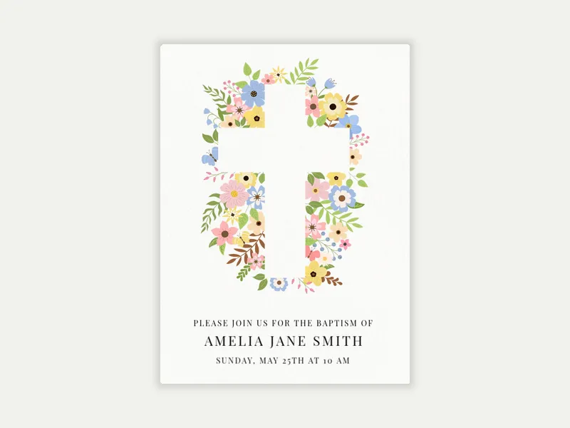 Cross & Flora - baptism - Invitation