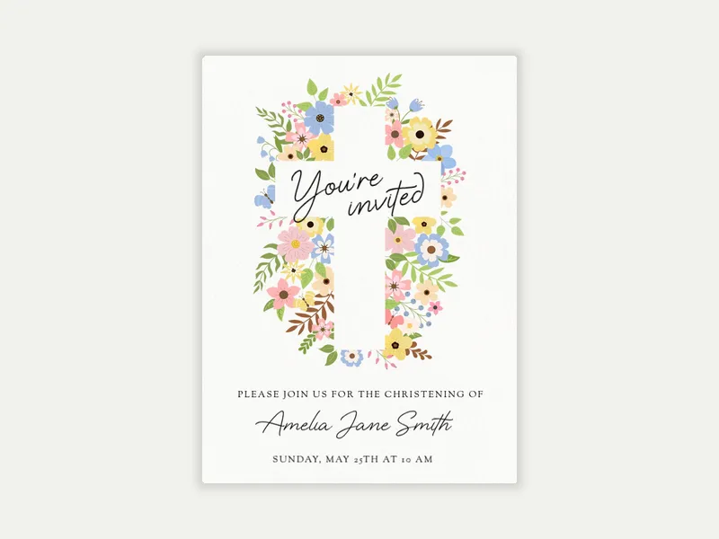 Cross & Flora - christening - Invitation