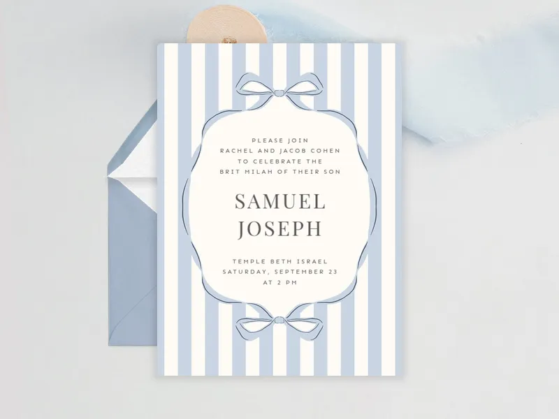 Dainty Darling Stripes - baby_naming_bris - Invitation