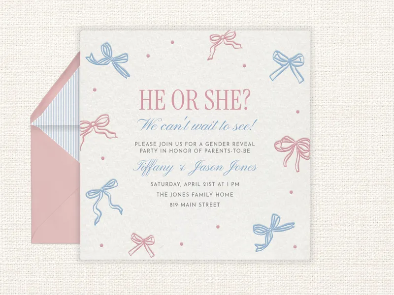Delicate Bows - gender_reveal - Invitation