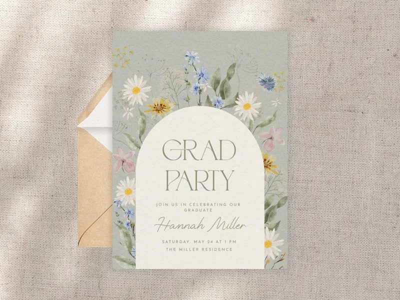 Delicate Florals - graduation - Invitation