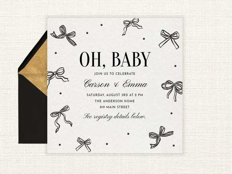 Delicate Bows - baby - Invitation