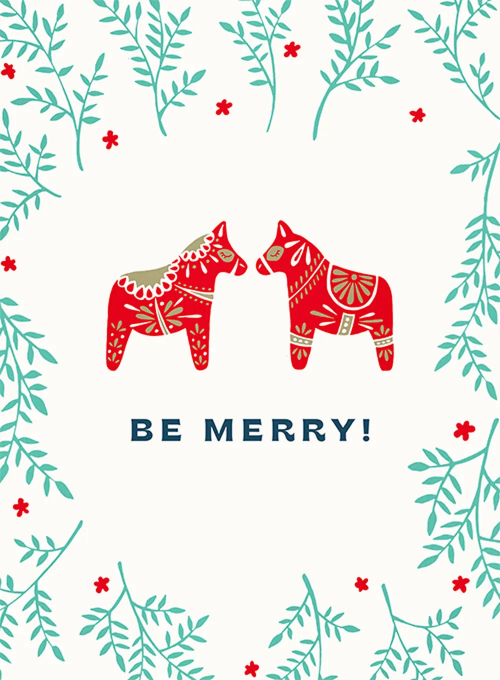 Dala Horses - christmas_cards - Card