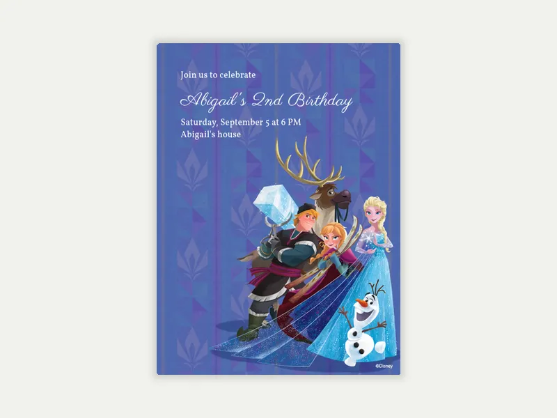 Disney’s Frozen: Anna, Elsa & Friends 2nd Birthday - characters - Invitation