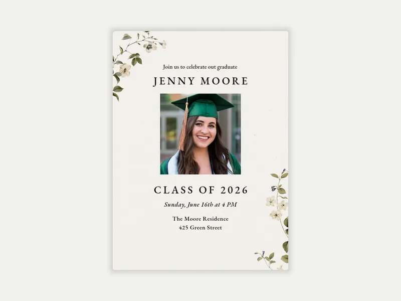 Delicate Vines (Photo) - graduation - Invitation