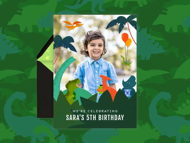 Dinosaur Birthday (Photo) Invitation premium template design