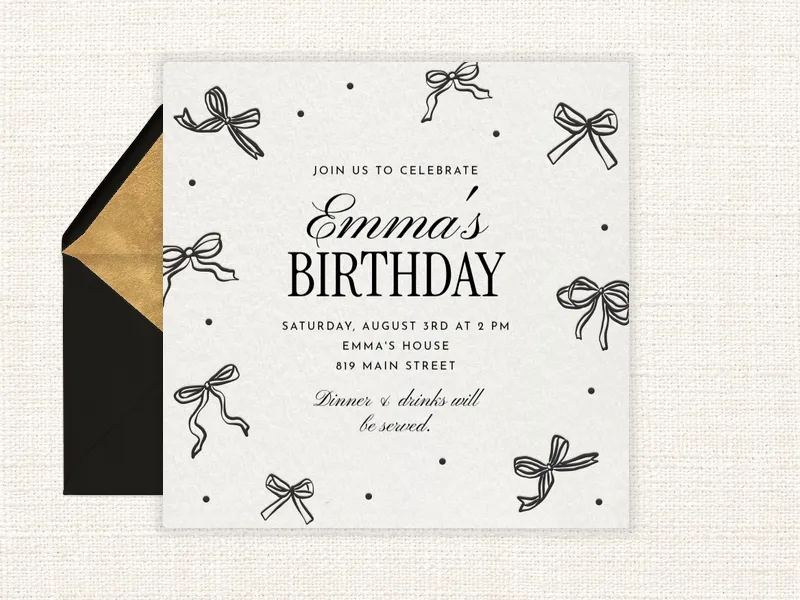 Delicate Bows - 35th_birthday - Invitation