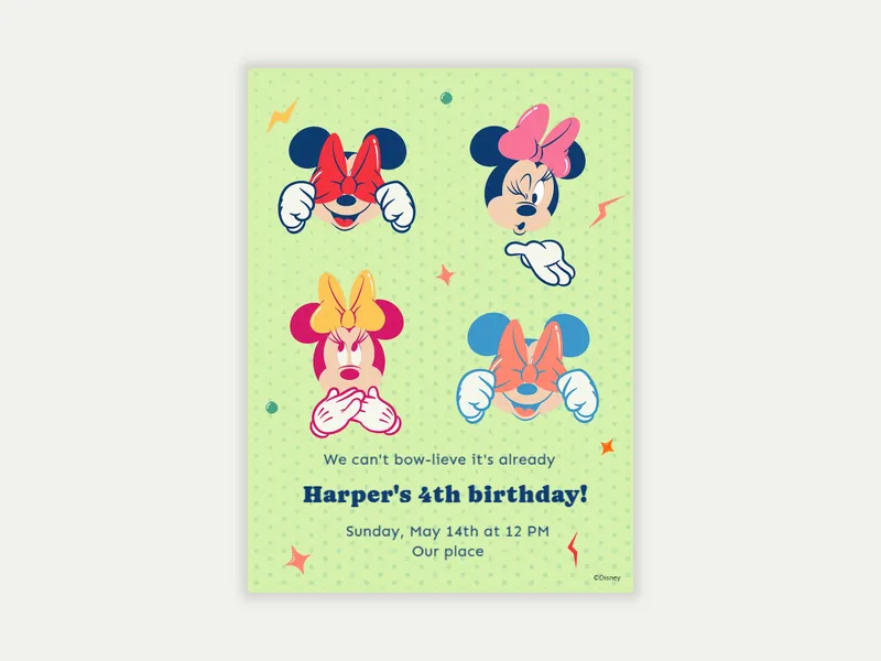 Disney’s Minnie Mouse: Pop Art Minnie 4th Birthday - featured - Invitation