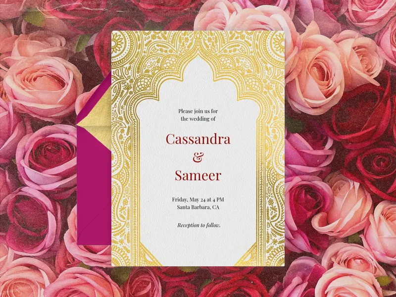 Ornate Gold Archway - indian_wedding - Invitation