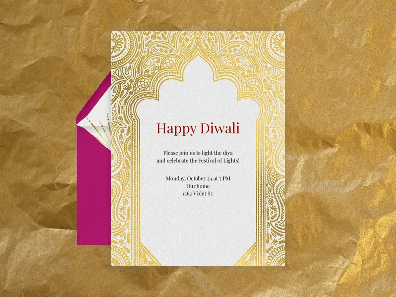 Ornate Gold Archway - diwali - Invitation