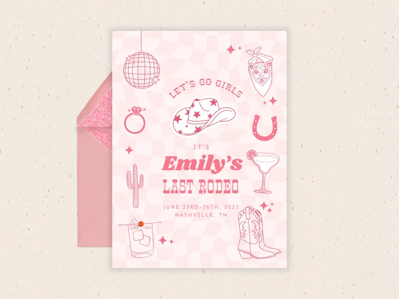 Disco Rodeo - bachelorette - Invitation