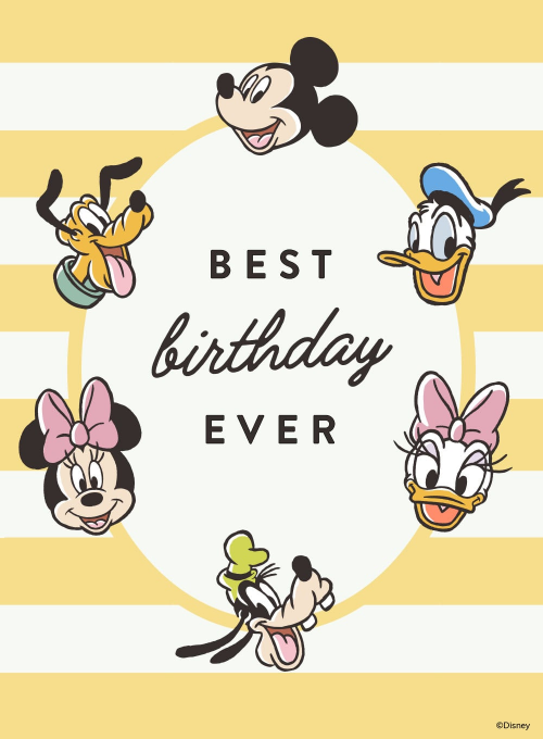 Disney’s Mickey Mouse & Friends: Yellow Stripes Birthday - disney_cards - Card