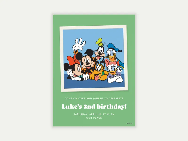 Disney’s Mickey Mouse & Friends: Group Snapshot 2nd Birthday - disney - Invitation