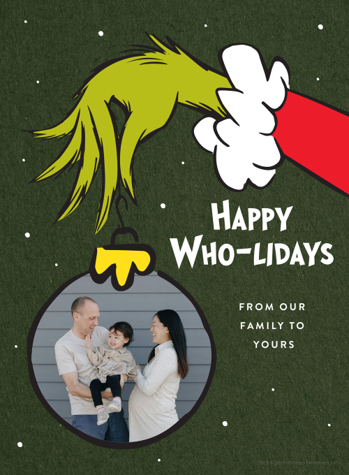 Dr. Seuss: Green Grinch Ornament (Photo) - christmas_cards - Card