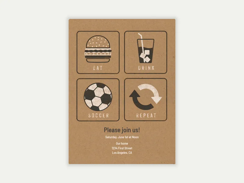 Eat Drink Play - soccer - Invitation