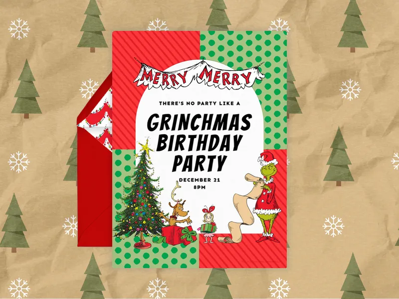 Dr. Seuss: Red & Green Grinchmas - dr_seuss - Invitation