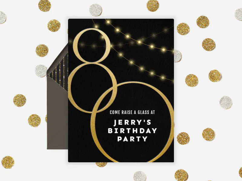 Elegant String Lights - 80th_birthday - Invitation