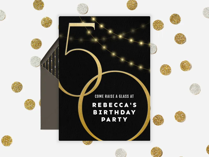 Elegant String Lights - 50th_birthday - Invitation