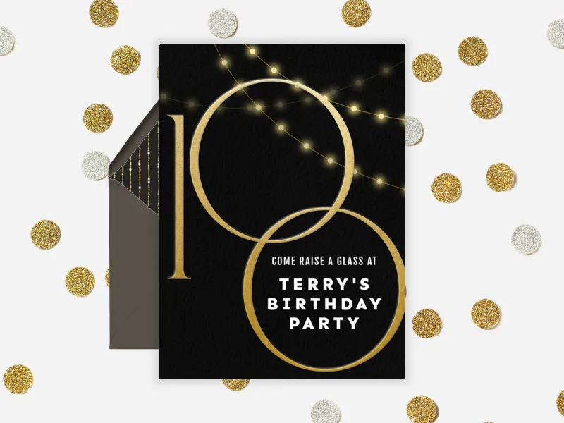 Elegant String Lights - 100th_birthday - Invitation