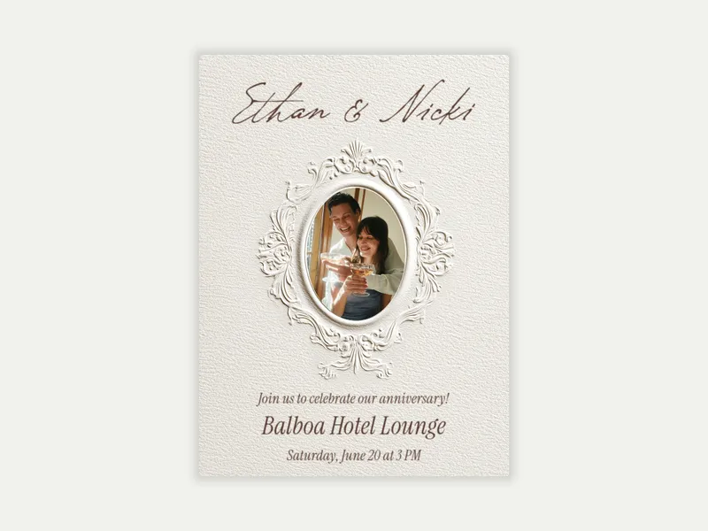 Embossed Frame (Photo) - anniversary - Invitation