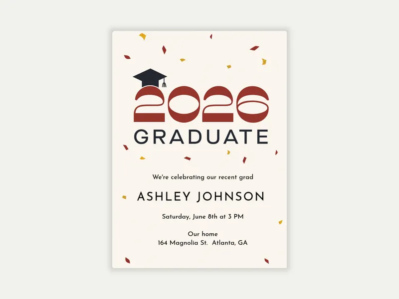 Red Confetti - graduation - Invitation