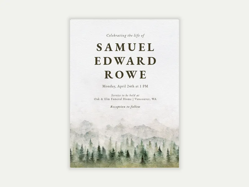 Evergreen Mist - funeral_memorial_service - Invitation