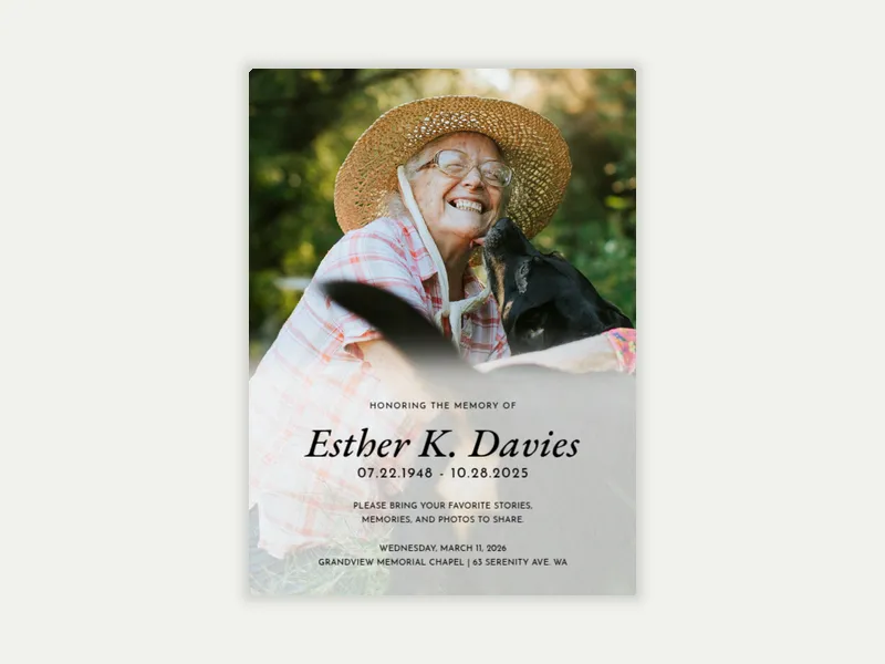 Eternal Love (Photo) - funeral_memorial_service - Invitation