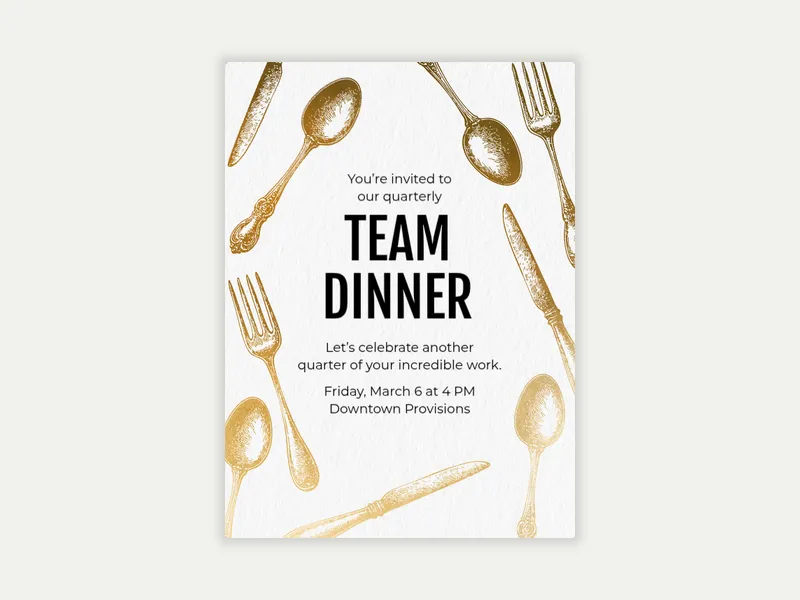 Gold Falling Flatware - appreciation_events - Invitation