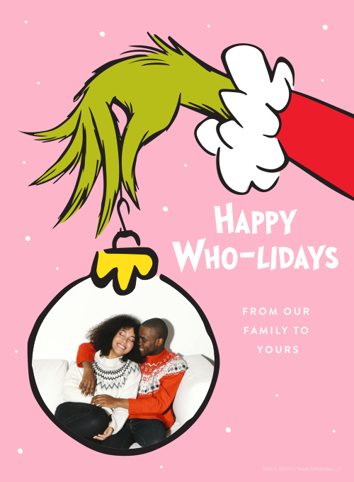 Dr. Seuss: Pink Grinch Ornament (Photo) - christmas_cards - Card