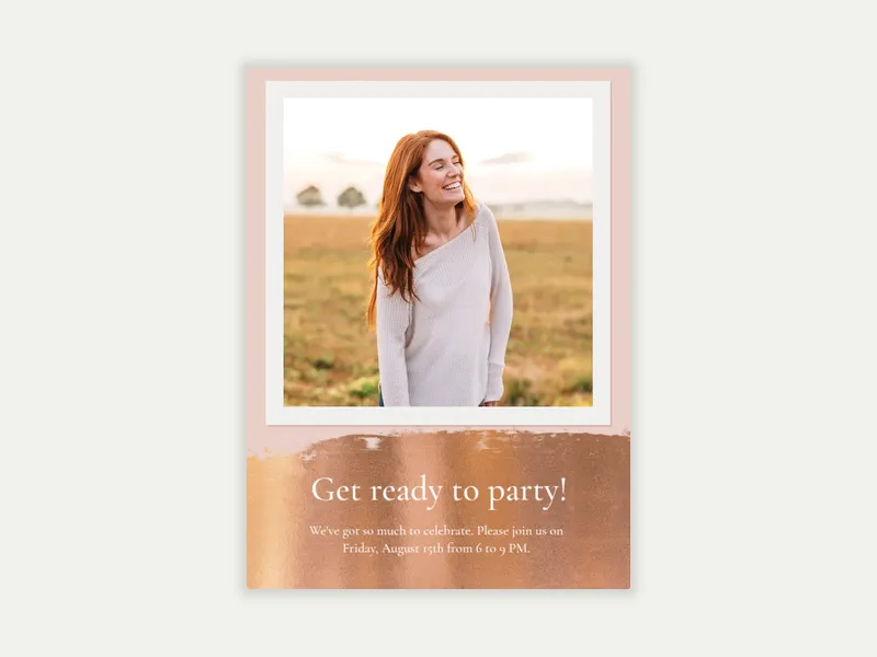 Blush Festive Brush Stroke (Photo) - quinceanera - Invitation