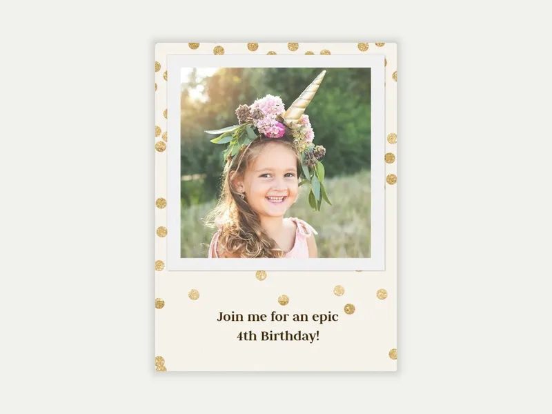Golden Confetti (Photo) - 4th_birthday - Invitation