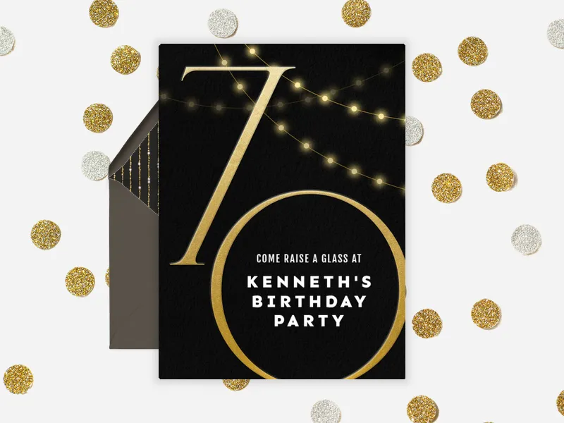 Elegant String Lights - 70th_birthday - Invitation