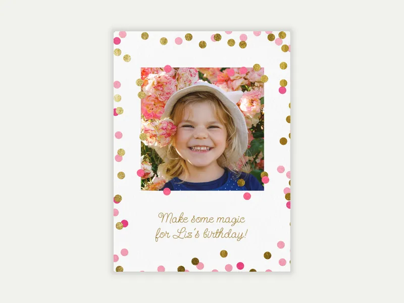 Festive Pink & Gold Confetti (Photo) - birthday_dyo_uyo - Invitation