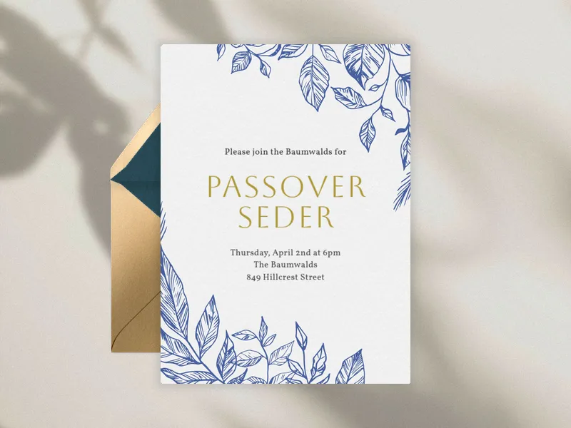 Floral Border - passover - Invitation
