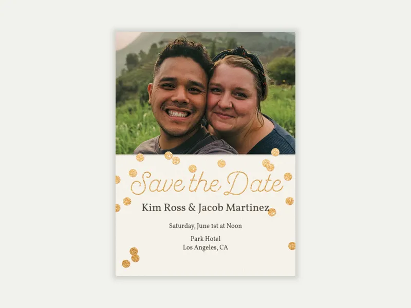 Festive Gold Confetti - Save the Date (Photo) free template design