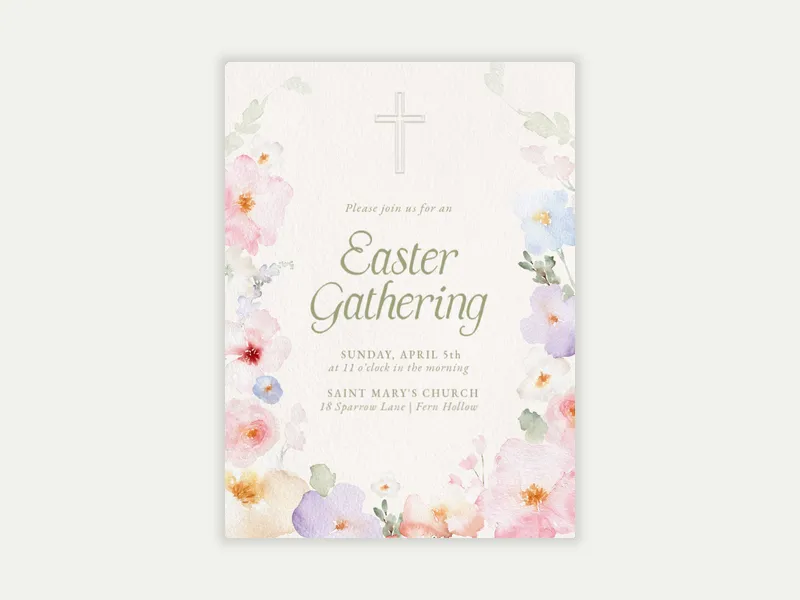 Floral Easter - easter - Invitation