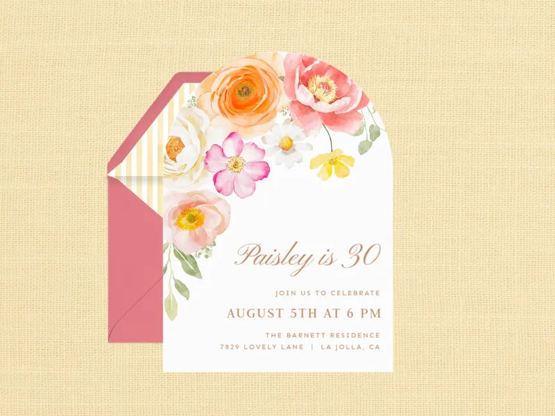 Floral Arch - birthday_milestones - Invitation