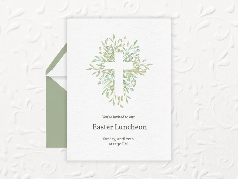 Greenery Cross - easter - Invitation