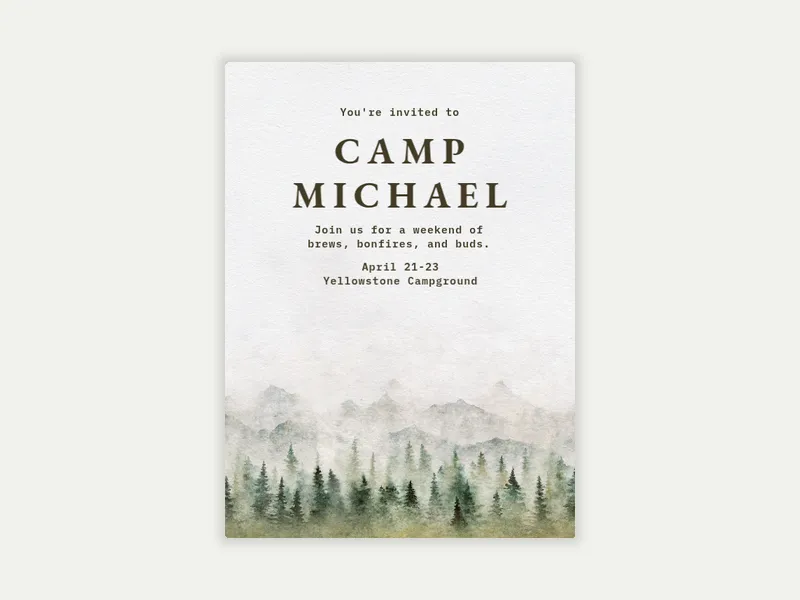 Evergreen Mist - bachelor - Invitation