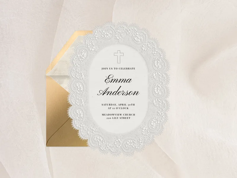 Elegant Lace - christening - Invitation