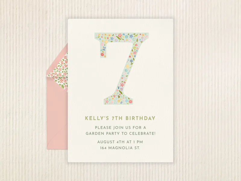 Floral Whimsy - 7th_birthday - Invitation