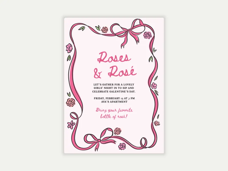 Floral Ribbon - wine_tasting - Invitation