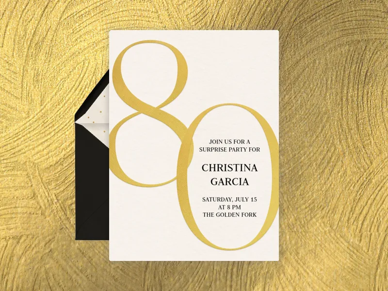 Gold Number Milestone - birthday_milestones - Invitation