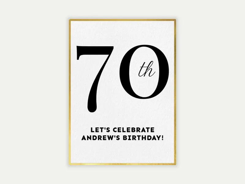 Gold and Black Milestone - 70th_birthday - Invitation