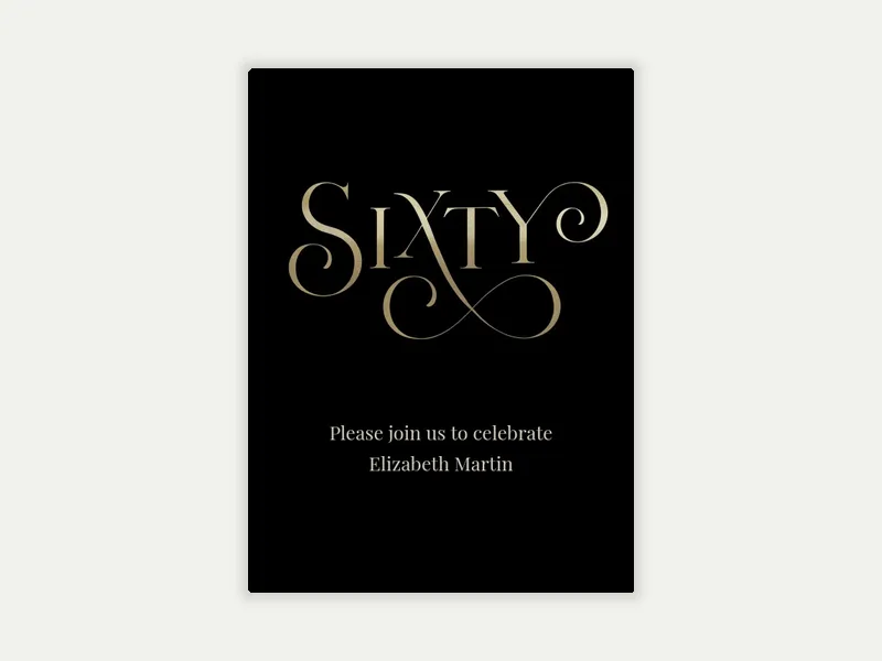 Gold Script Milestone - 60th_birthday - Invitation