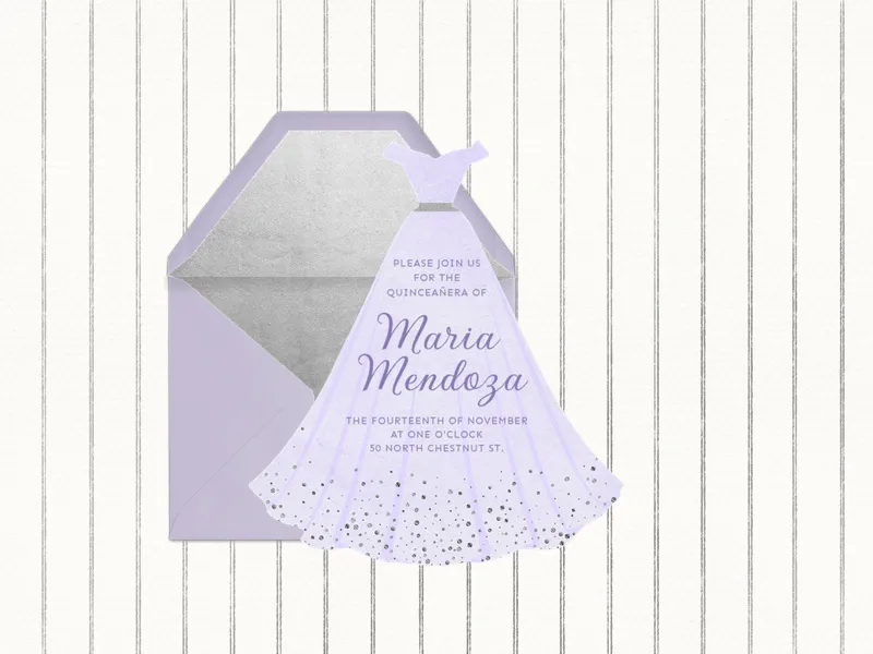 Lilac Glittering Gown - quinceanera - Invitation