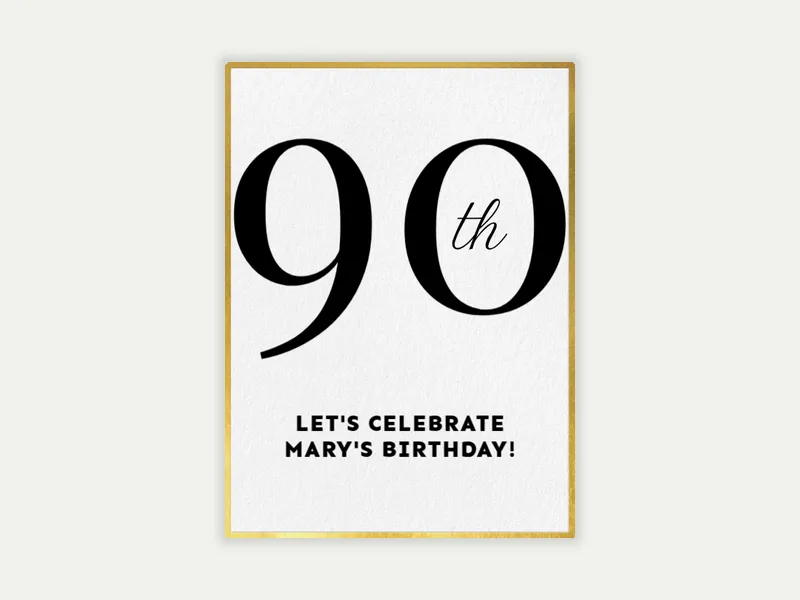 Gold and Black Milestone - 90th_birthday - Invitation