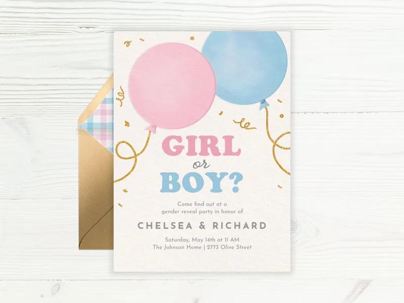 Girl or Boy? Balloons - gender_reveal - Invitation