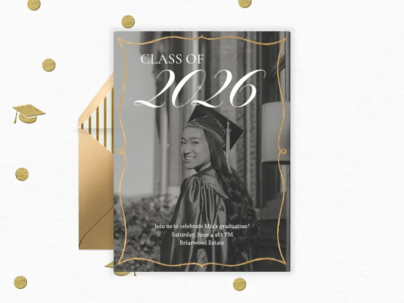 Gold Frame Wedding (Photo) Invitation premium template design