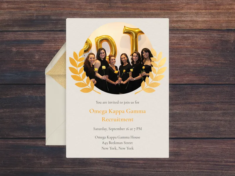 Gold Laurel Circle (Photo) - greek_life - Invitation